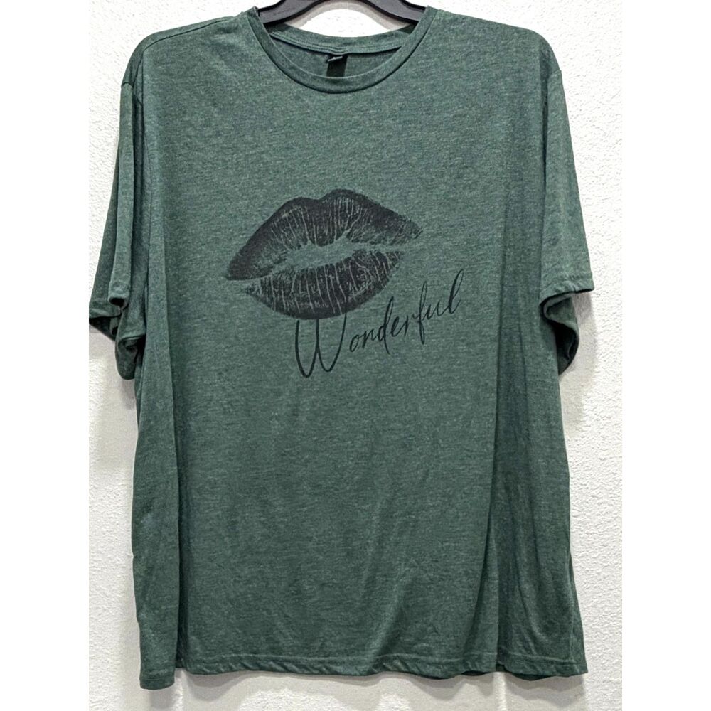 Shein Womens Plus Size Green Lip Print T-Shirt Size 4X